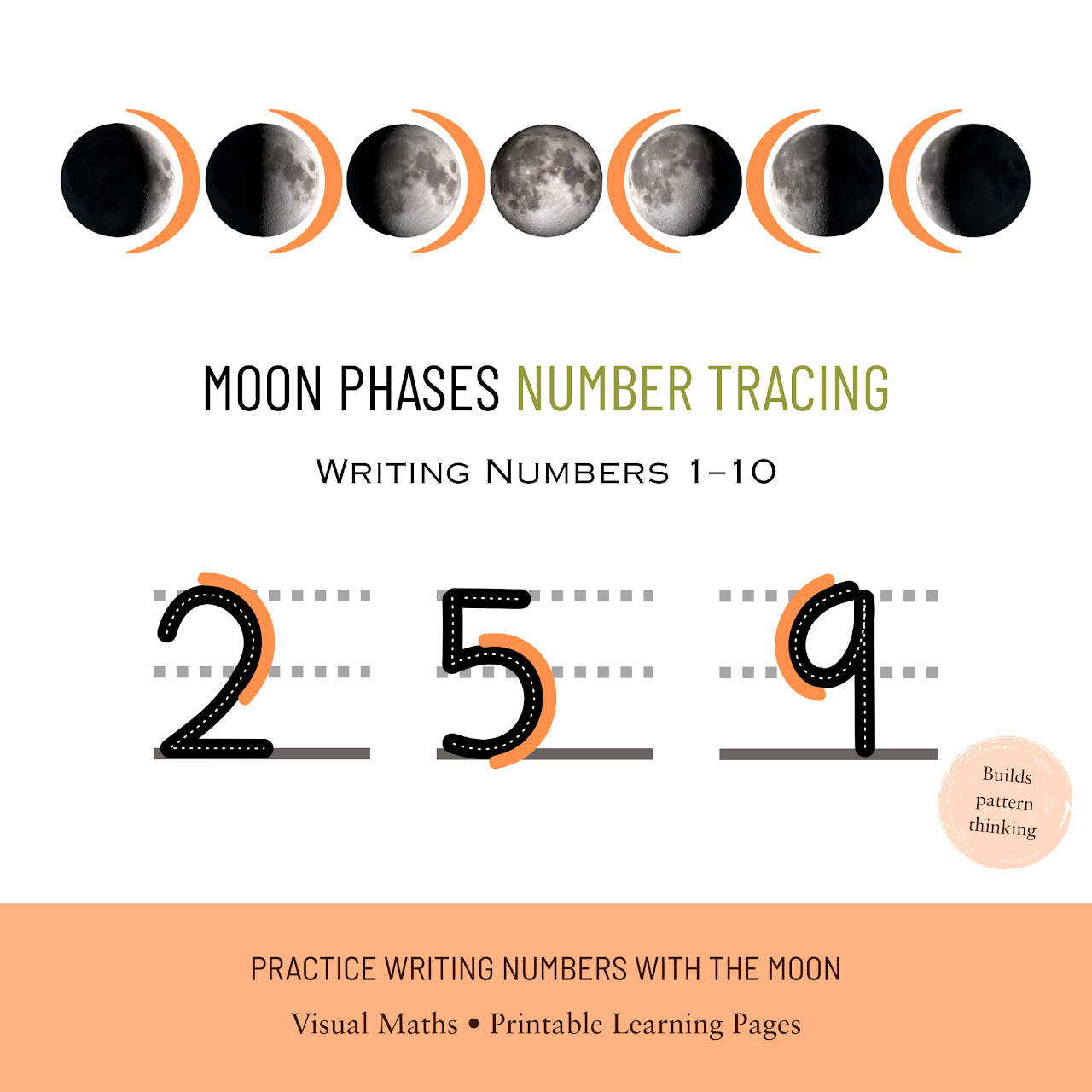 Moon phases number tracing