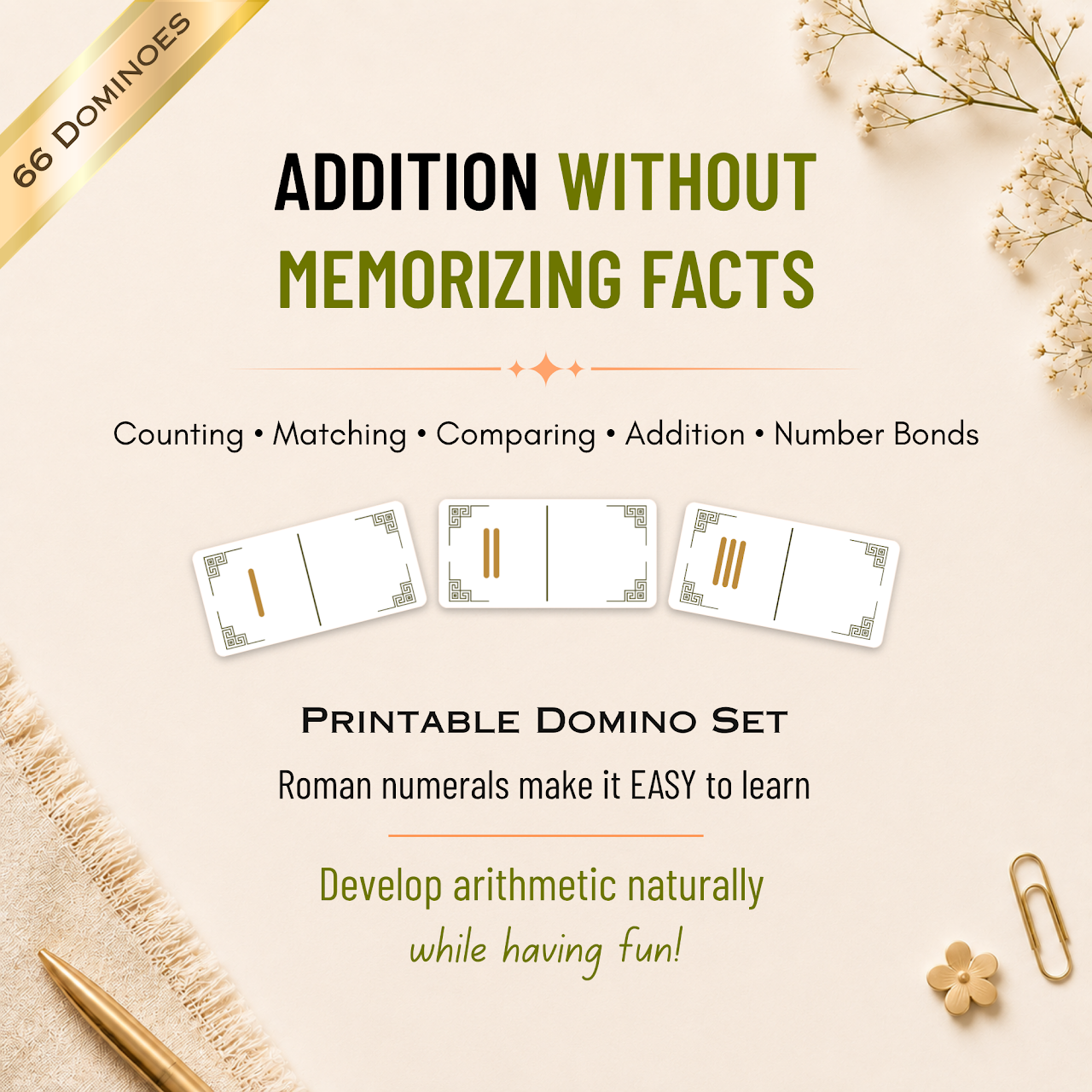 Roman numerals domino set